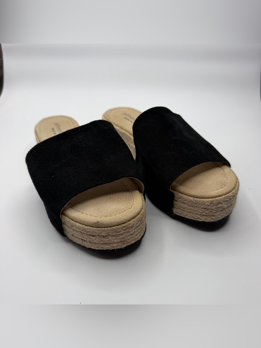 Jeffrey Campbell Black Suede Espadrille Slide Mules size: US 7.5, UK 5, EUR 38